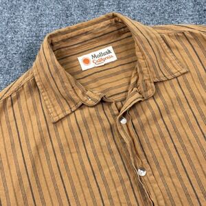 Mollusk Button Down Shirt XL Brown Striped Short Sleeve Men's